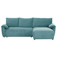 ECKSOFA in Cord Petrol  - Petrol/Schwarz, Konventionell, Kunststoff/Textil (266/180cm) - MID.YOU