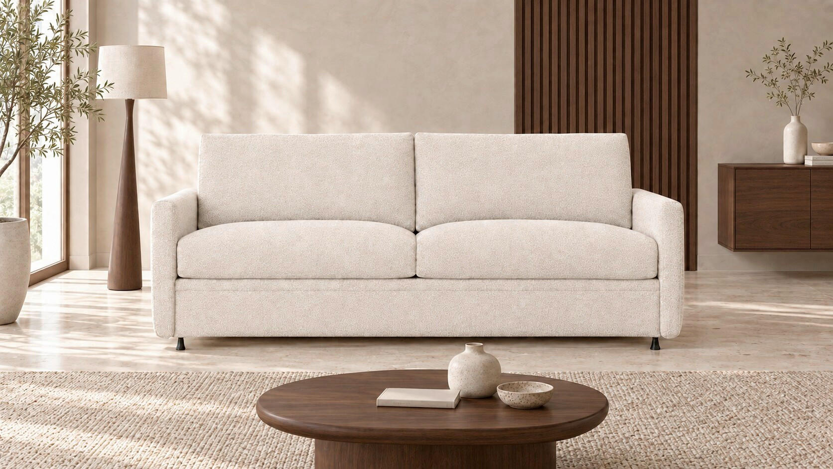 SCHLAFSOFA Harmony in Chenille Beige  - Beige/Schwarz, Design, Textil (176/80/95cm) - Livetastic