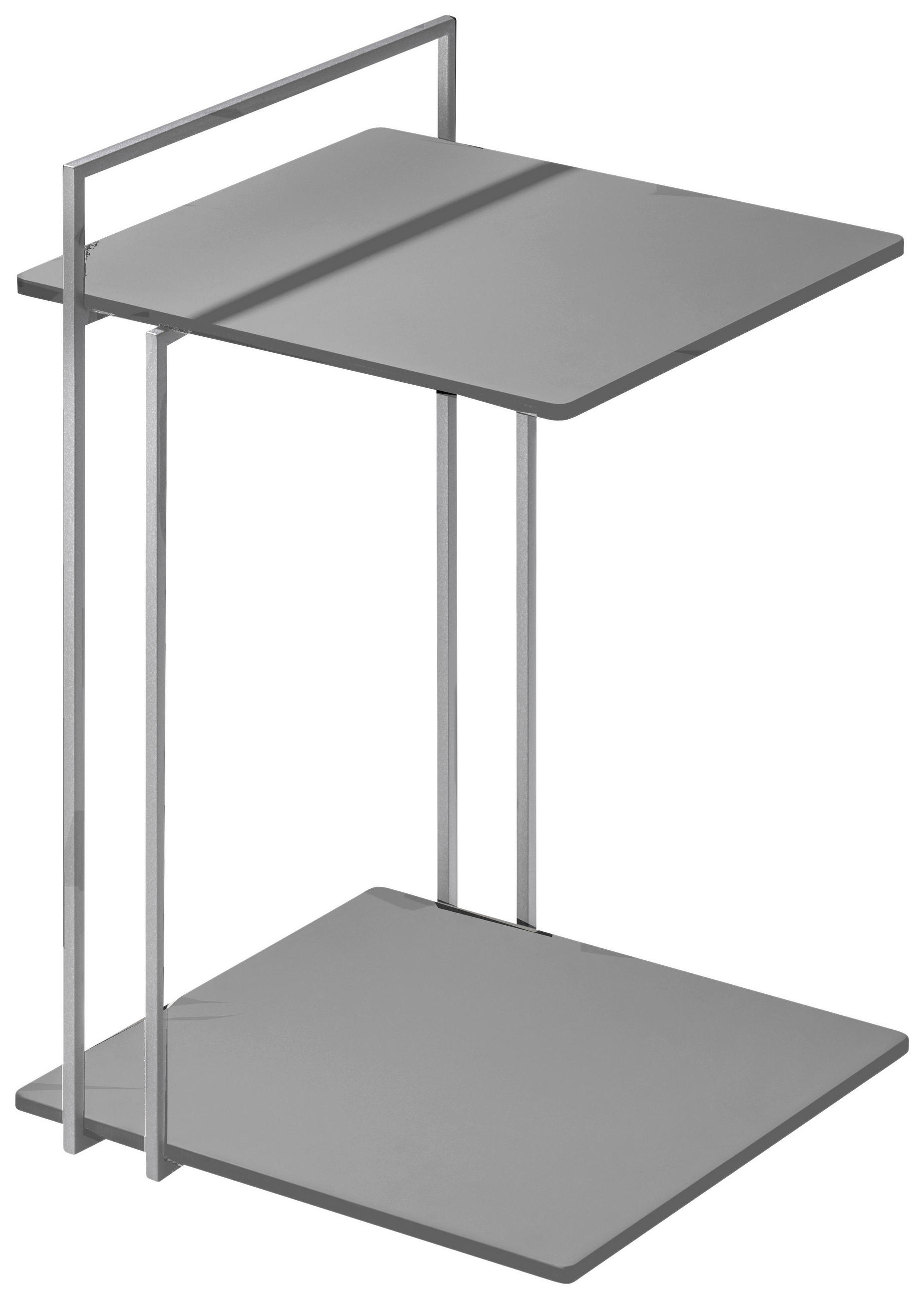 BEISTELLTISCH 42/38/60 cm Grau rechteckig  - Chromfarben/Grau, Design, Kunststoff/Metall (42/38/60cm) - Bacher
