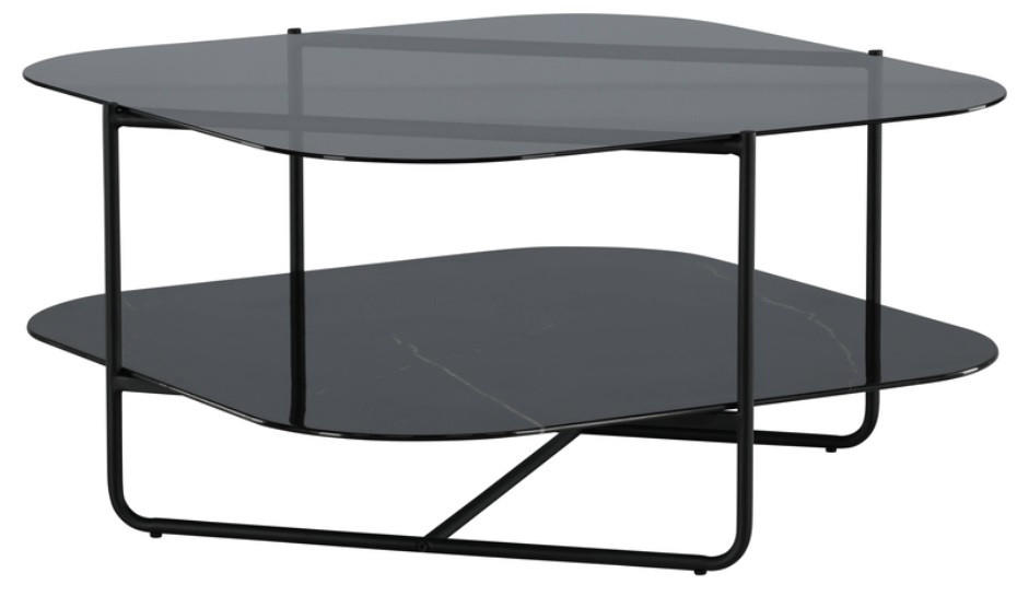 SOFFBORD i metall, glas 85/85/45 cm  - svart, Design, metall/glas (85/85/45cm) - Niels Andersson