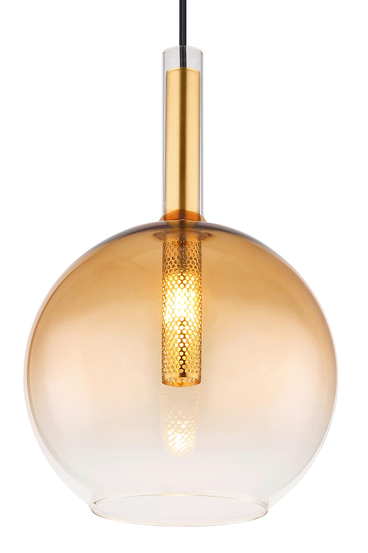 HÄNGELEUCHTE 18/120 cm    - Klar/Messingfarben, Design, Glas/Metall (18/120cm) - Globo
