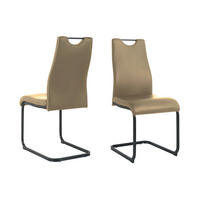 STUHL-SET 2 Stück  in Lederlook  - Taupe/Schwarz, Design, Kunststoff/Textil (42/98/56cm) - Livetastic