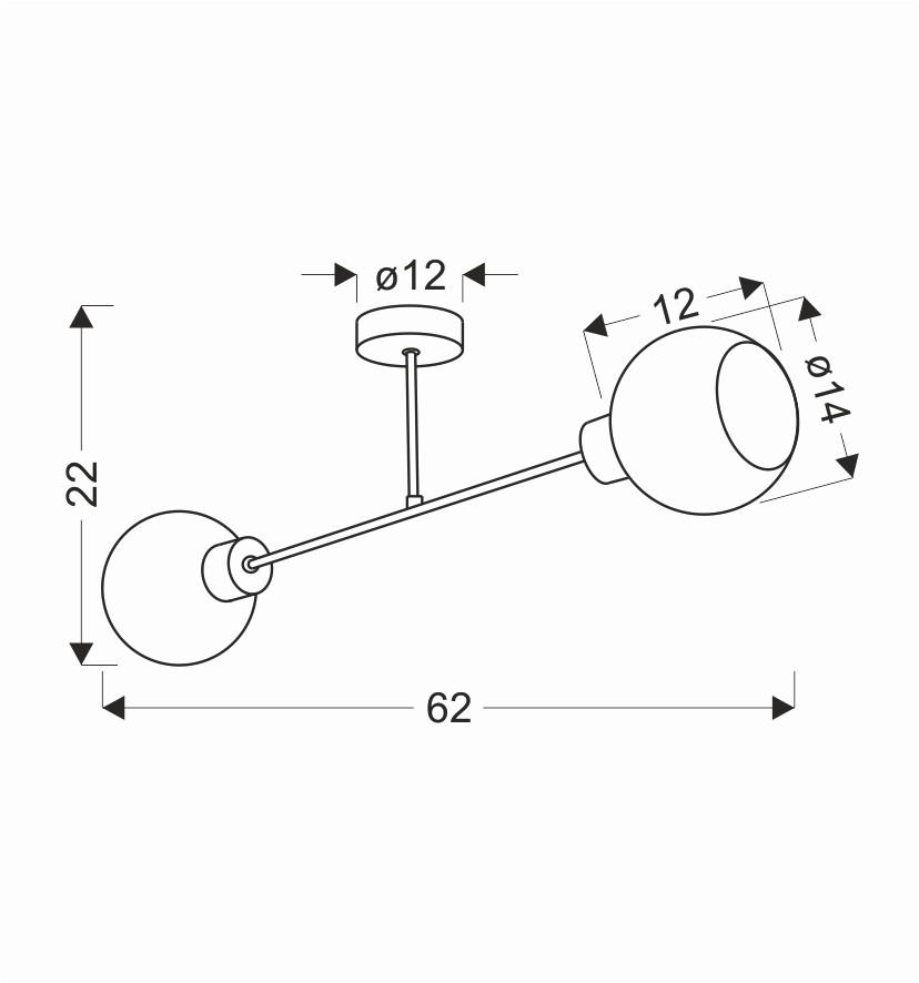 TAKLAMPA Amanda 62/14/22 cm  - vit/svart, Klassisk, metall (62/14/22cm)