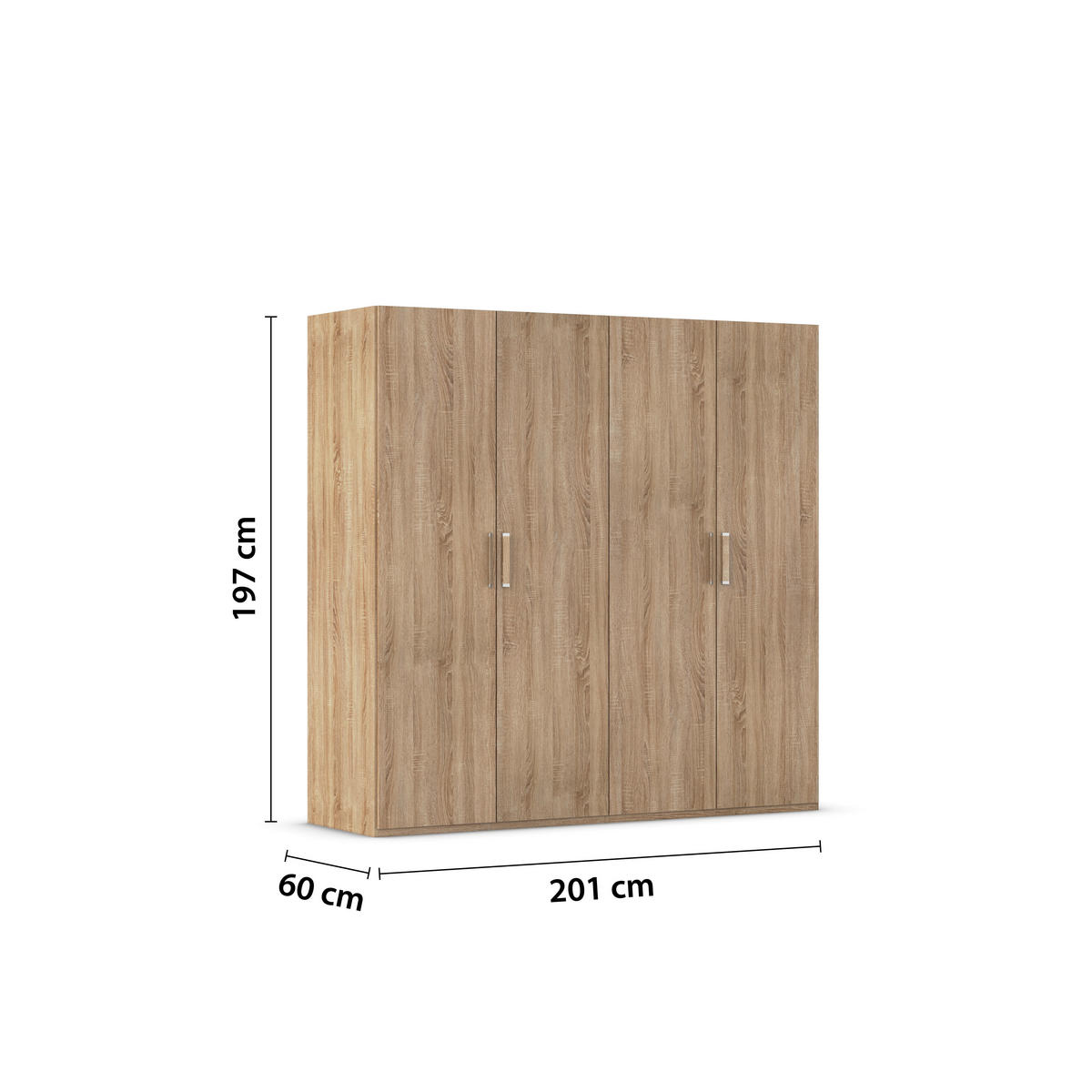 DREHTÜRENSCHRANK in Sonoma Eiche  - Silberfarben/Sonoma Eiche, Design, Holzwerkstoff/Kunststoff (201/197/60cm) - Novel