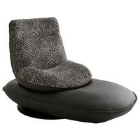 RELAXLIEGE Echtleder Flachgewebe Schwarz, Weiß  - Hellgrau/Schwarz, Design, Leder/Textil (163/93 - 103/99cm) - Koinor