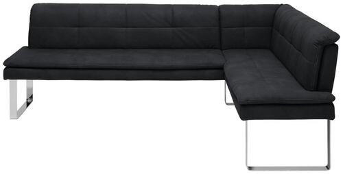 ECKBANK 253/174 cm Mikrofaser Chromfarben, Schwarz Metall - Chromfarben/Schwarz, Design, Textil/Metall (253/174cm) - Novel
