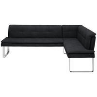 ECKBANK 213/174 cm Mikrofaser Schwarz, Chromfarben Metall   - Chromfarben/Schwarz, Design, Textil/Metall (213/174cm) - Novel