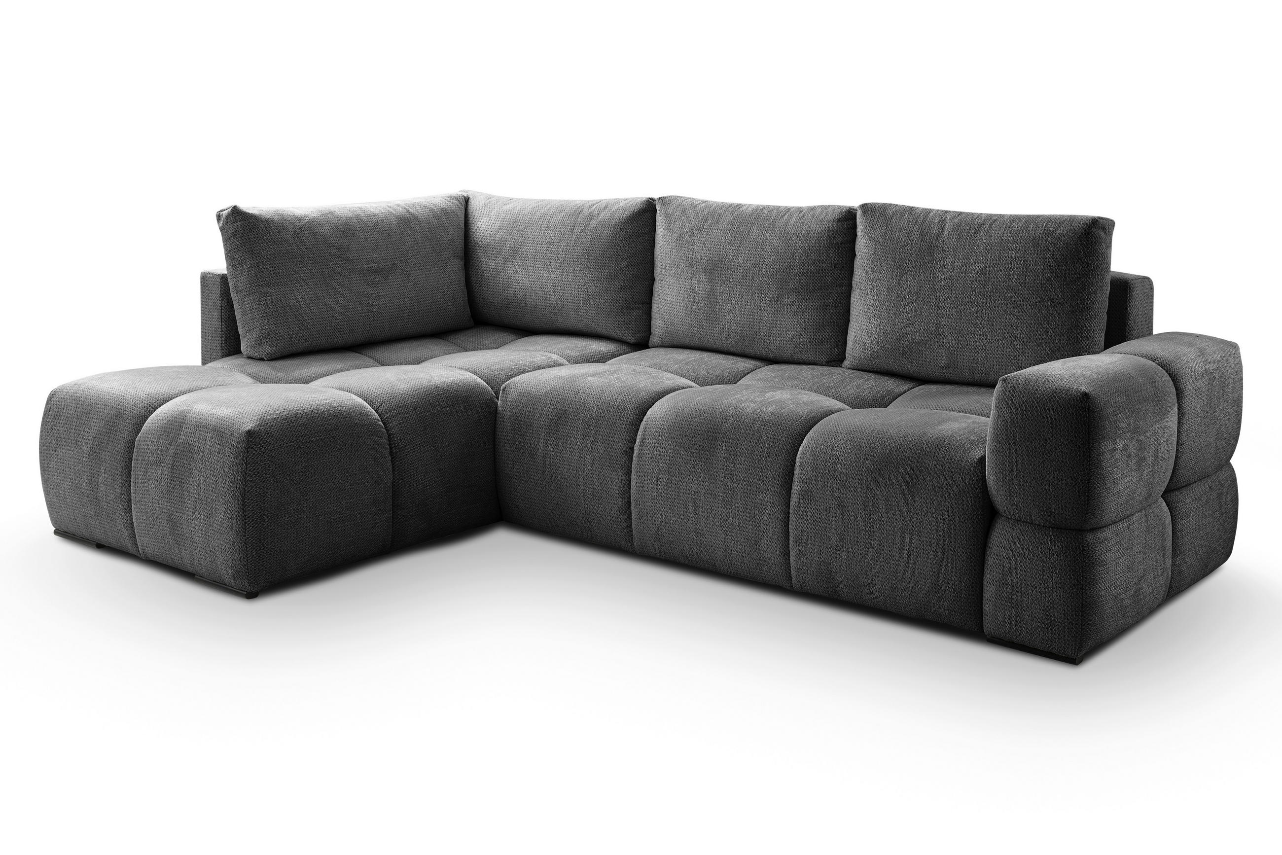 ECKSOFA Anthrazit Chenille  - Anthrazit/Schwarz, Design, Textil/Metall (267/185cm) - Stylife
