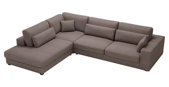 ECKSOFA in Cord Braun  - Schwarz/Braun, KONVENTIONELL, Kunststoff/Textil (250/314cm) - Carryhome