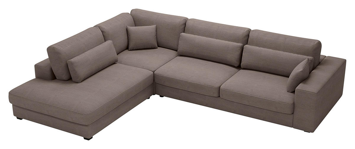 ECKSOFA in Cord Braun  - Schwarz/Braun, Konventionell, Kunststoff/Textil (250/314cm) - Carryhome