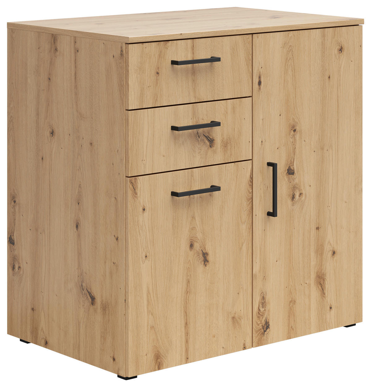 KOMODA, dub artisan, 80/83/52 cm - černá/antracitová, Moderní, kompozitní dřevo/plast (80/83/52cm) - Carryhome