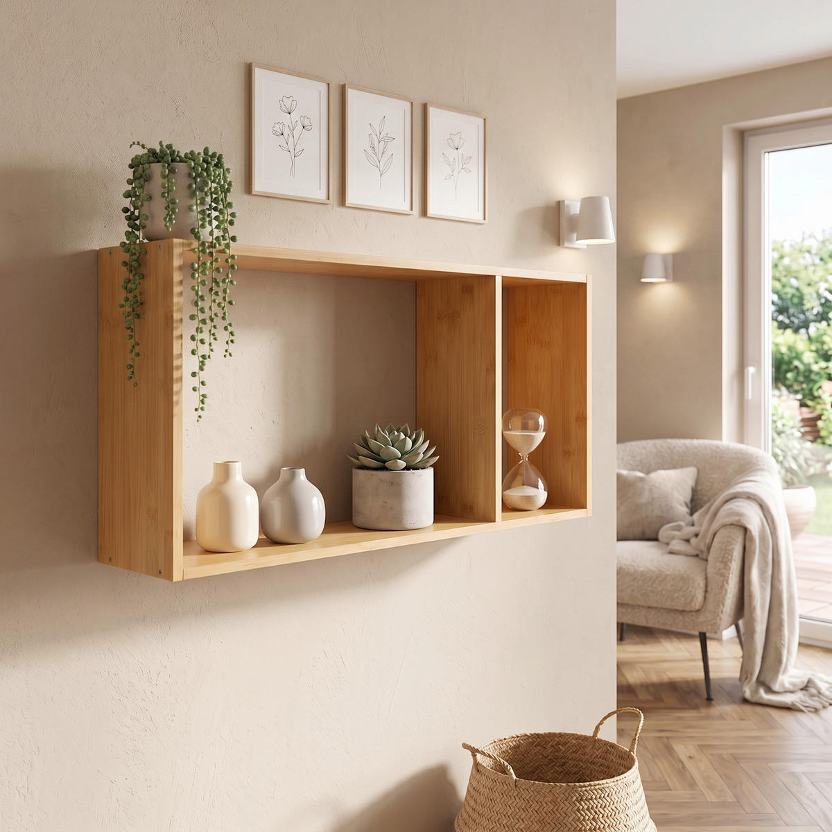 WANDREGAL Bambus Hellbraun  - Hellbraun, Design, Holz (70/35.5/15cm)