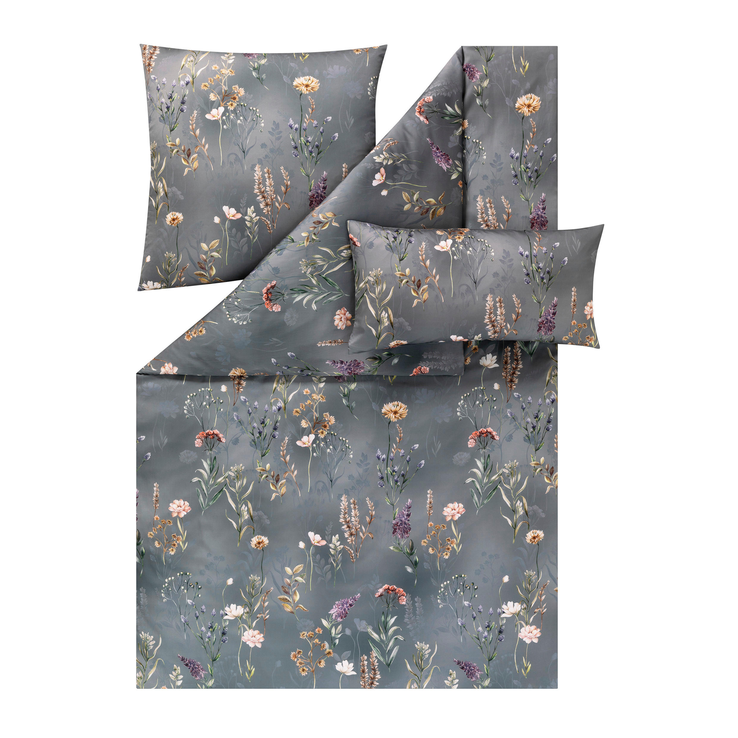 BETTWÄSCHESET 2-teilig Evelyn 160/210 cm  - Grau, Basics, Textil (160/210cm) - Estella