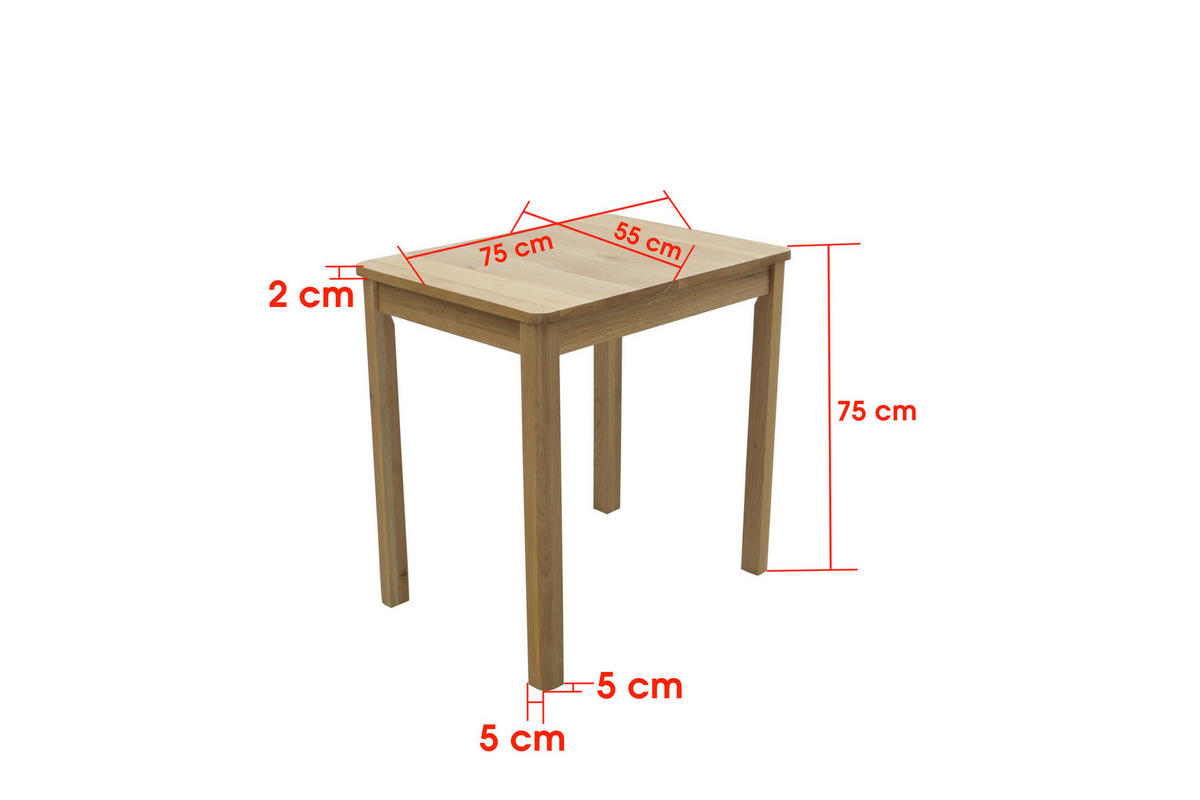 JÍDELNÍ STŮL, dub, barvy dubu, 75/55/75 cm - barvy dubu, Konvenční, dřevo (75/55/75cm) - Linea Natura
