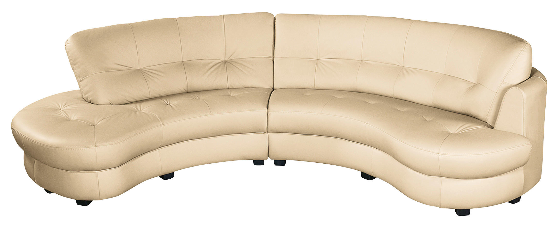 ECKSOFA Beige Echtleder Lederlook  - Beige/Schwarz, Design, Leder/Kunststoff (113/300cm) - Livetastic