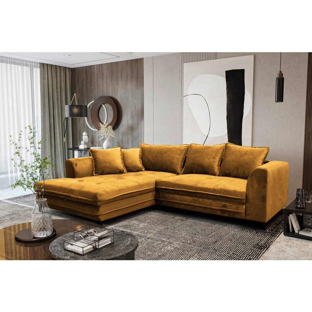 Thumbnail - Livetastic Ecksofa, Gelb, Textil, 4-Sitzer, Füllung: Schaumstoff, L-Form, Ottomane links, 277x187 cm, Made in EU, Stoffa...