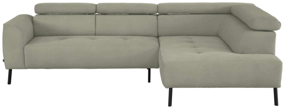 ECKSOFA in Chenille Creme  280/205 cm  - Creme/Schwarz, Design, Textil/Metall (280/205cm) - Xora