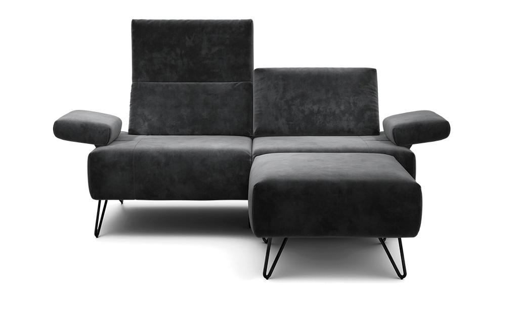 2-SITZER-SOFA Samt Anthrazit  - Anthrazit/Schwarz, Design, Textil/Metall (164-194/85/86-94cm) - SENSOO