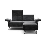 2-SITZER-SOFA Samt Anthrazit  - Anthrazit/Schwarz, Design, Textil/Metall (164-194/85/86-94cm) - SENSOO
