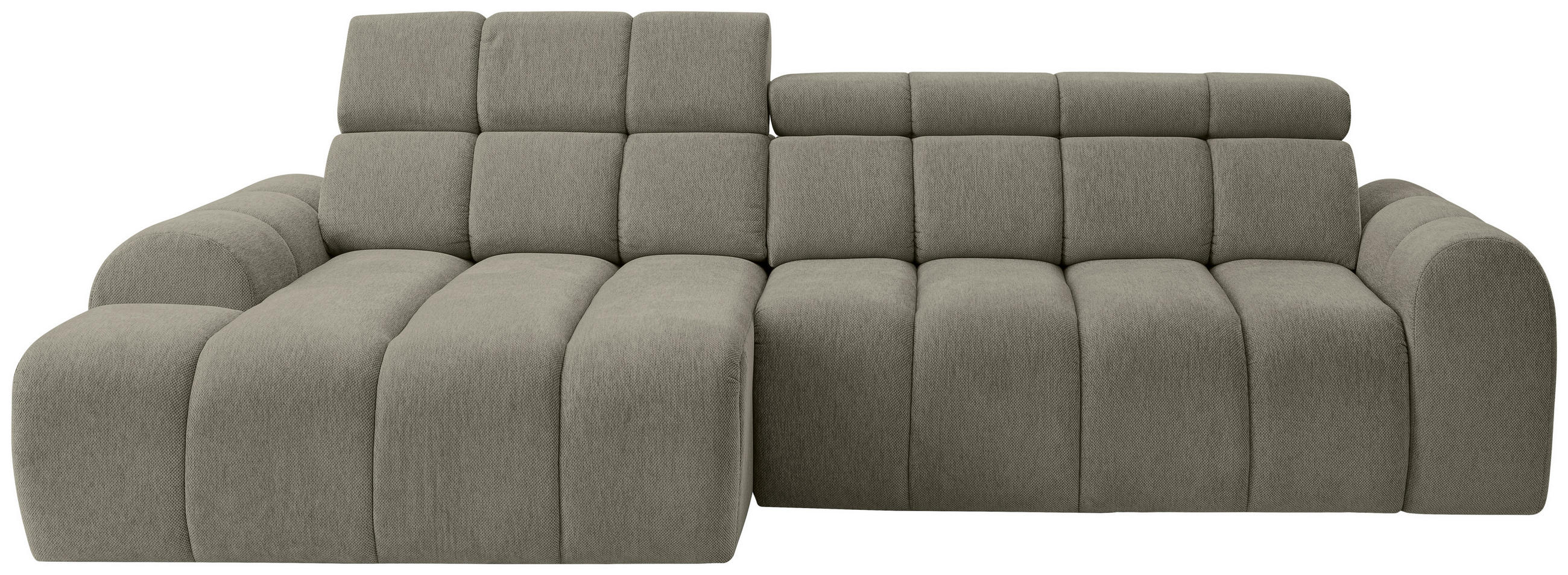 ECKSOFA Graubraun Chenille Bettkasten, Rücken echt, Relaxfunktion, Kopfteilverstellung  - Graubraun/Schwarz, Design, Kunststoff/Textil (152/290cm) - Stylife
