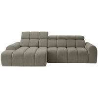ECKSOFA Graubraun Chenille Bettkasten, Rücken echt, Relaxfunktion, Kopfteilverstellung  - Graubraun/Schwarz, Design, Kunststoff/Textil (152/290cm) - Stylife