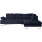 ECKSOFA in Flachgewebe Dunkelblau  - Dunkelblau, Design, Textil/Metall (296/229cm) - Novel