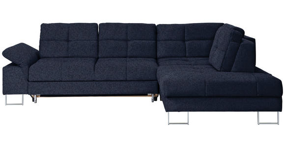 ECKSOFA in Flachgewebe Dunkelblau  - Dunkelblau, Design, Textil/Metall (296/229cm) - Novel