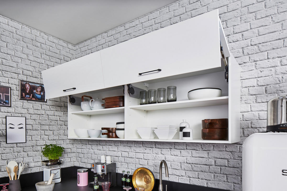 ECKKÜCHE 305/215 cm  in Weiß  - Schwarz/Weiß, MODERN, Holzwerkstoff (305/215cm) - Welnova