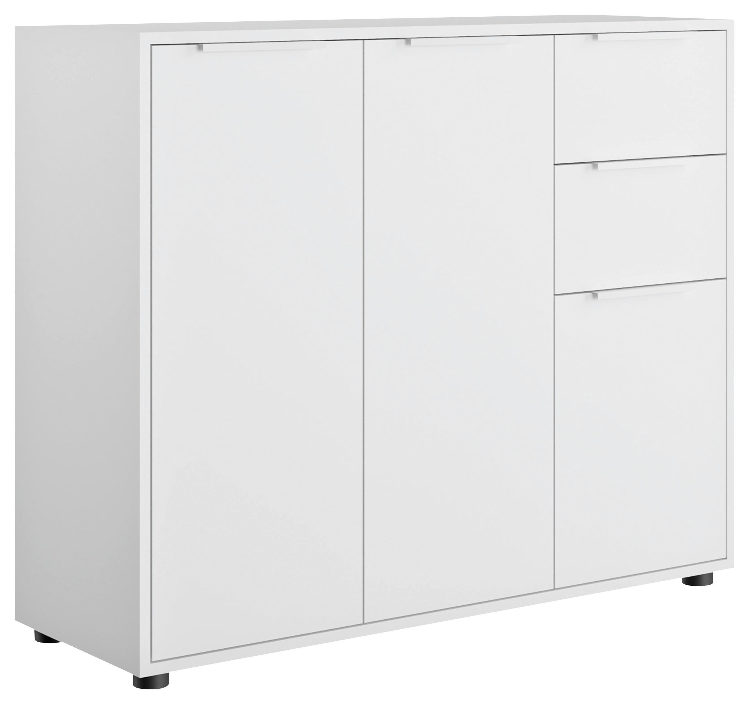 KOMODA, vysoce lesklá bílá, 106,7/87/35,3 cm - bílá/černá, Design, kov/kompozitní dřevo (106,7/87/35,3cm) - Carryhome