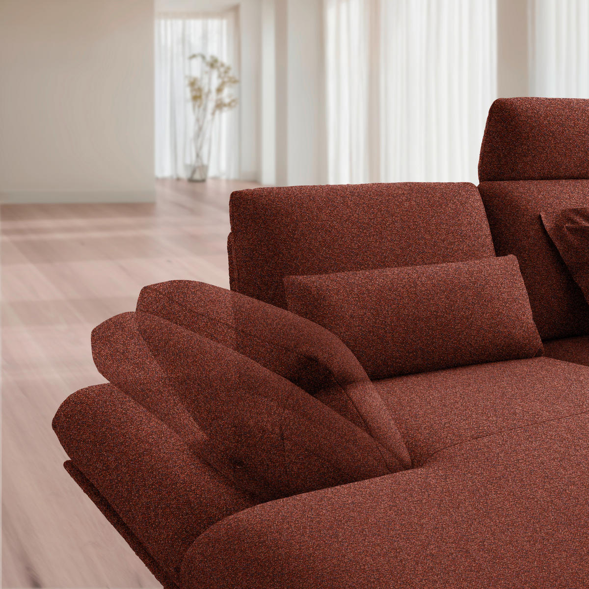 ECKSOFA  in Flachgewebe Rotorange  155/234 cm  - Rotorange/Schwarz, Design, Textil/Metall (155/234cm) - Dieter Knoll