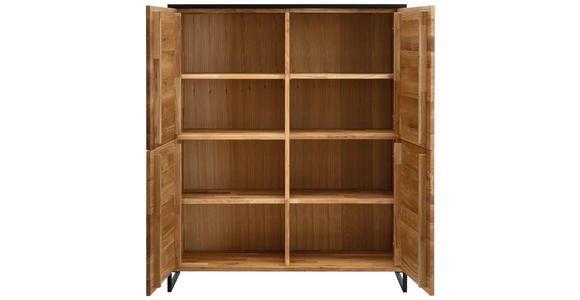 HIGHBOARD  115/138/39 cm  - Eichefarben/Schwarz, Design, Holz/Metall (115/138/39cm) - Linea Natura