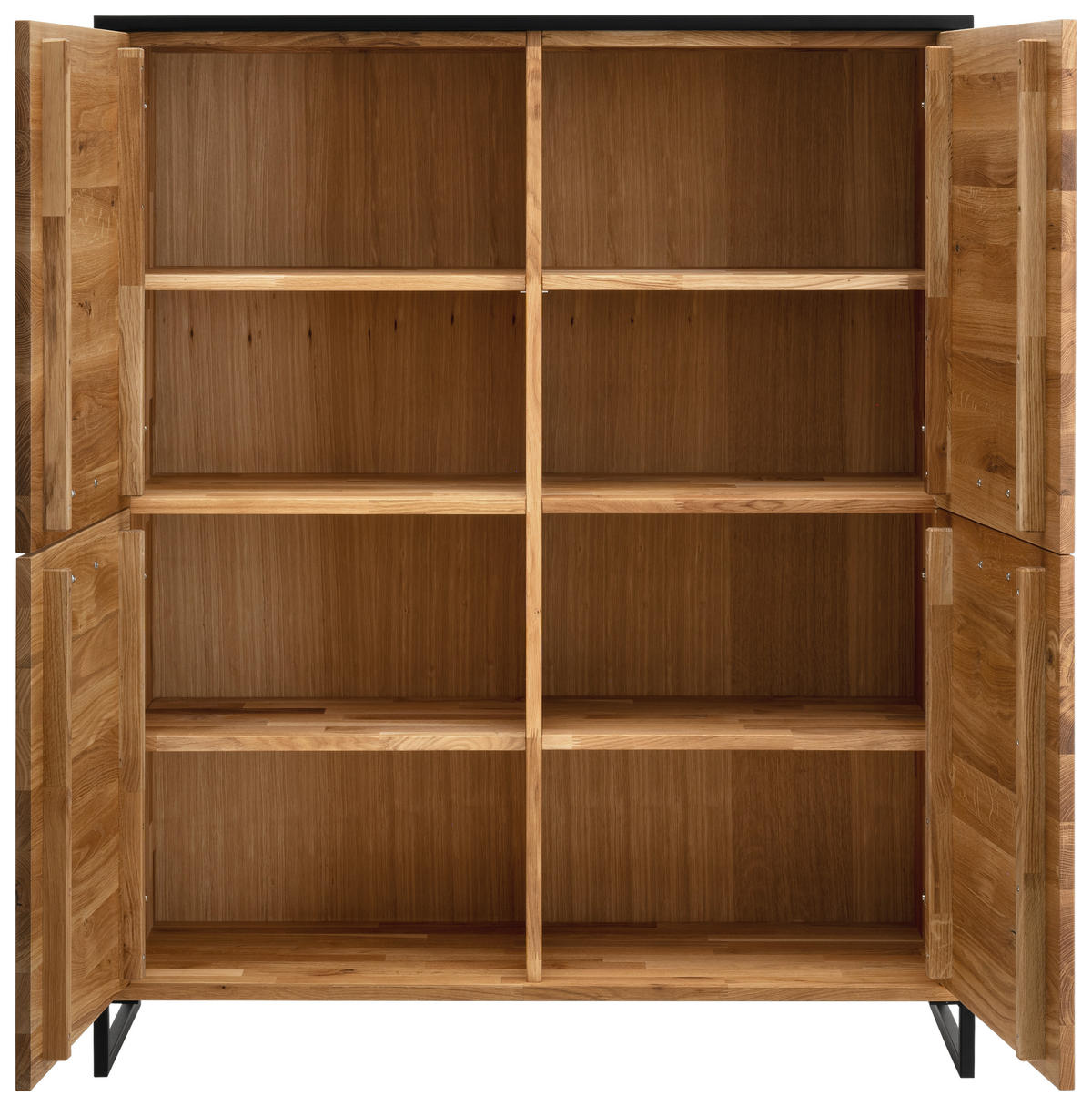 HIGHBOARD  in 115/138/39 cm  - Eichefarben/Schwarz, Design, Holz/Metall (115/138/39cm) - Linea Natura