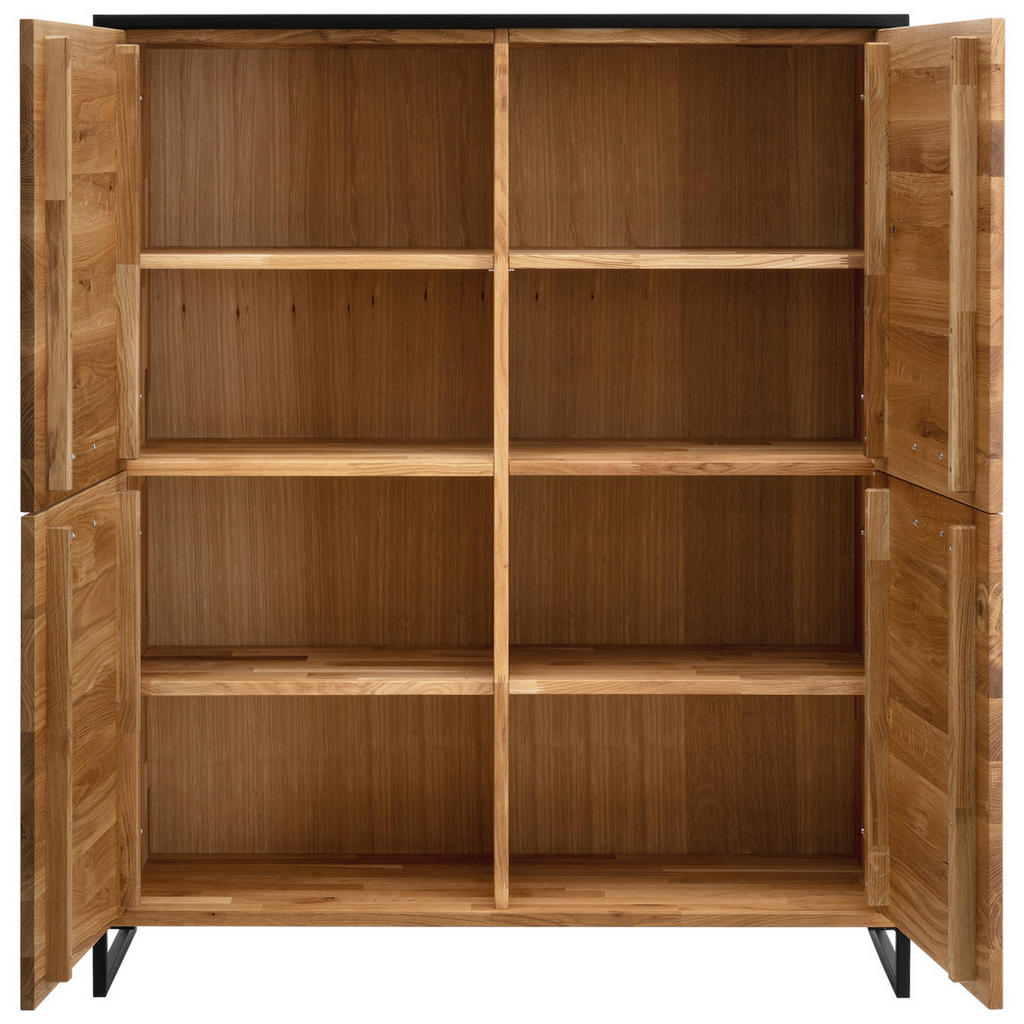 Thumbnail - Linea Natura Highboard, Eiche, Metall, Asteiche, massiv, 6 Fächer, 115x138x39 cm, Typenauswahl, Beimöbel erhältlich, ste...