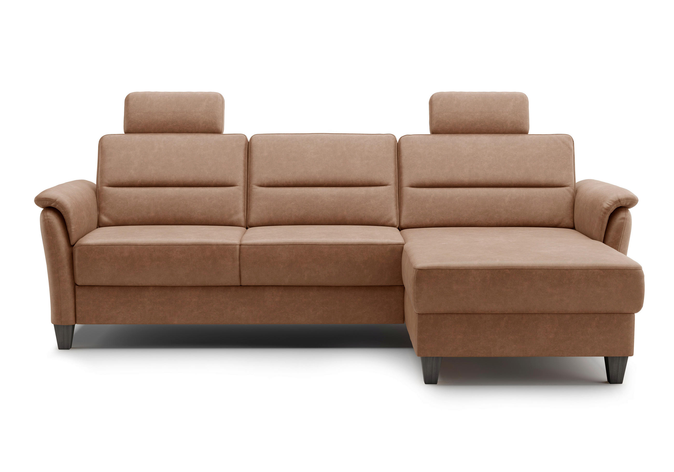 ECKSOFA PALMERA V Cognac Mikrofaser  - Wengefarben/Cognac, KONVENTIONELL, Holz/Textil (244/163cm) - Sit & More