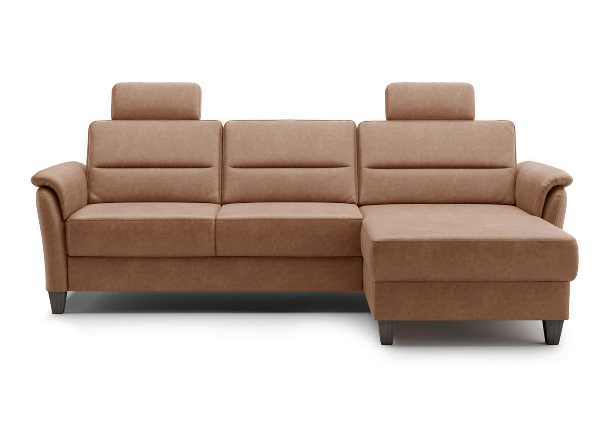 ECKSOFA PALMERA V Cognac Mikrofaser  - Wengefarben/Cognac, KONVENTIONELL, Holz/Textil (244/163cm) - Sit & More