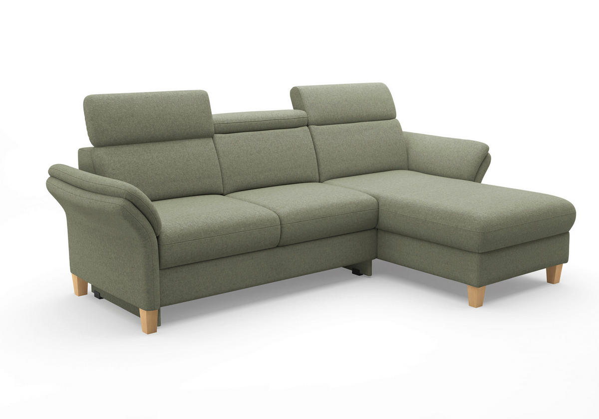 ECKSOFA GLENDALE E Olivgrün Flachgewebe  - Eichefarben/Olivgrün, KONVENTIONELL, Holz/Textil (253/166cm) - Sit & More