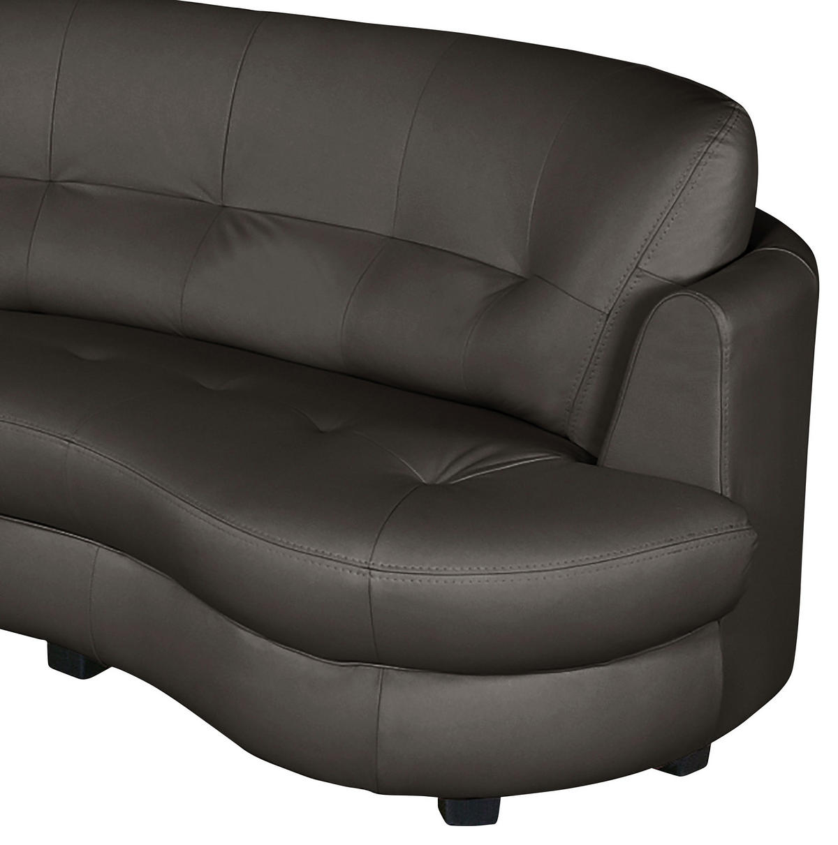 ECKSOFA Dunkelbraun Echtleder Lederlook  - Dunkelbraun/Schwarz, Design, Leder/Kunststoff (113/300cm) - Livetastic