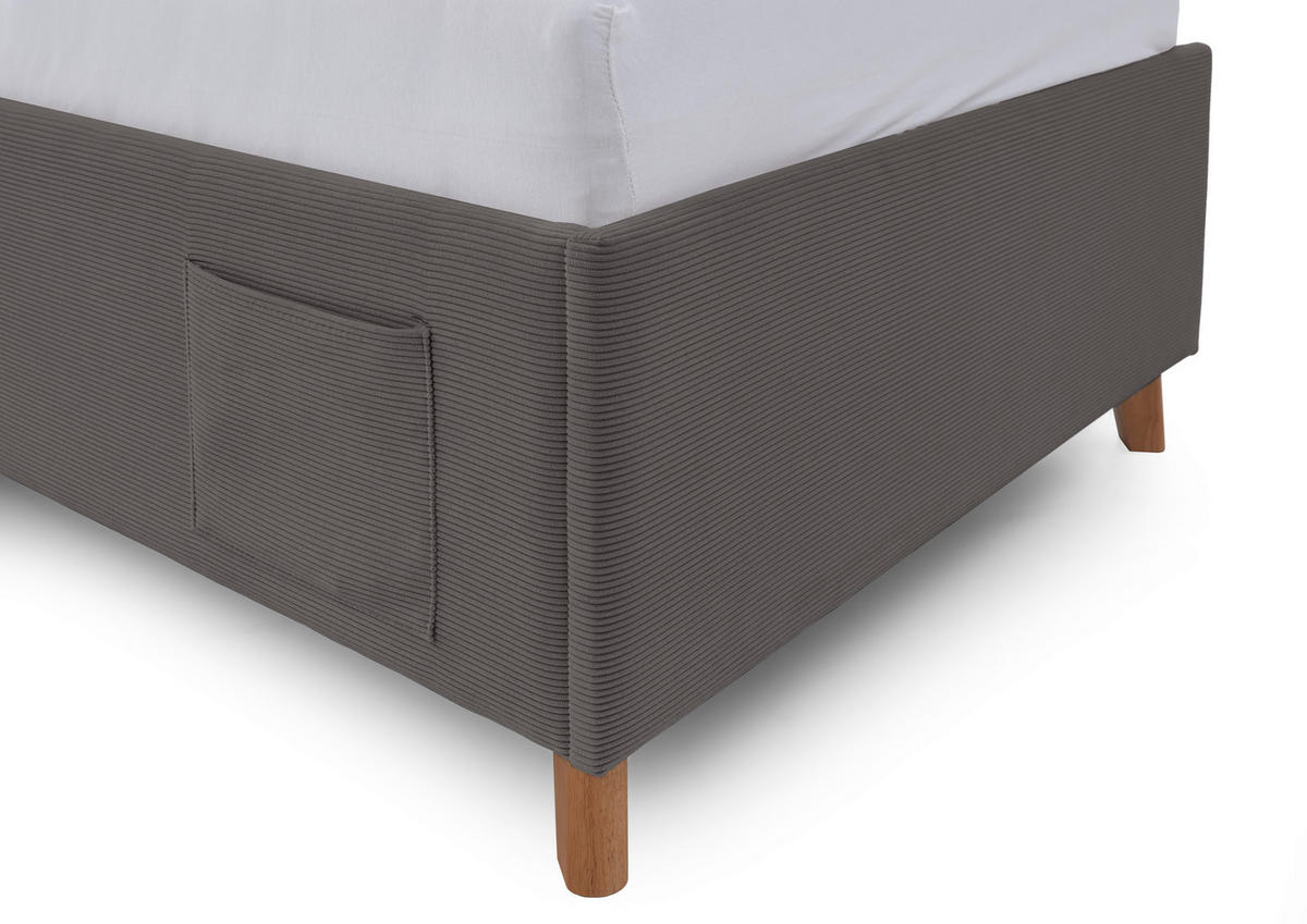POLSTERBETT 90/200 cm  in Anthrazit  - Eichefarben/Anthrazit, KONVENTIONELL, Holz/Textil (90/200cm) - Stylife