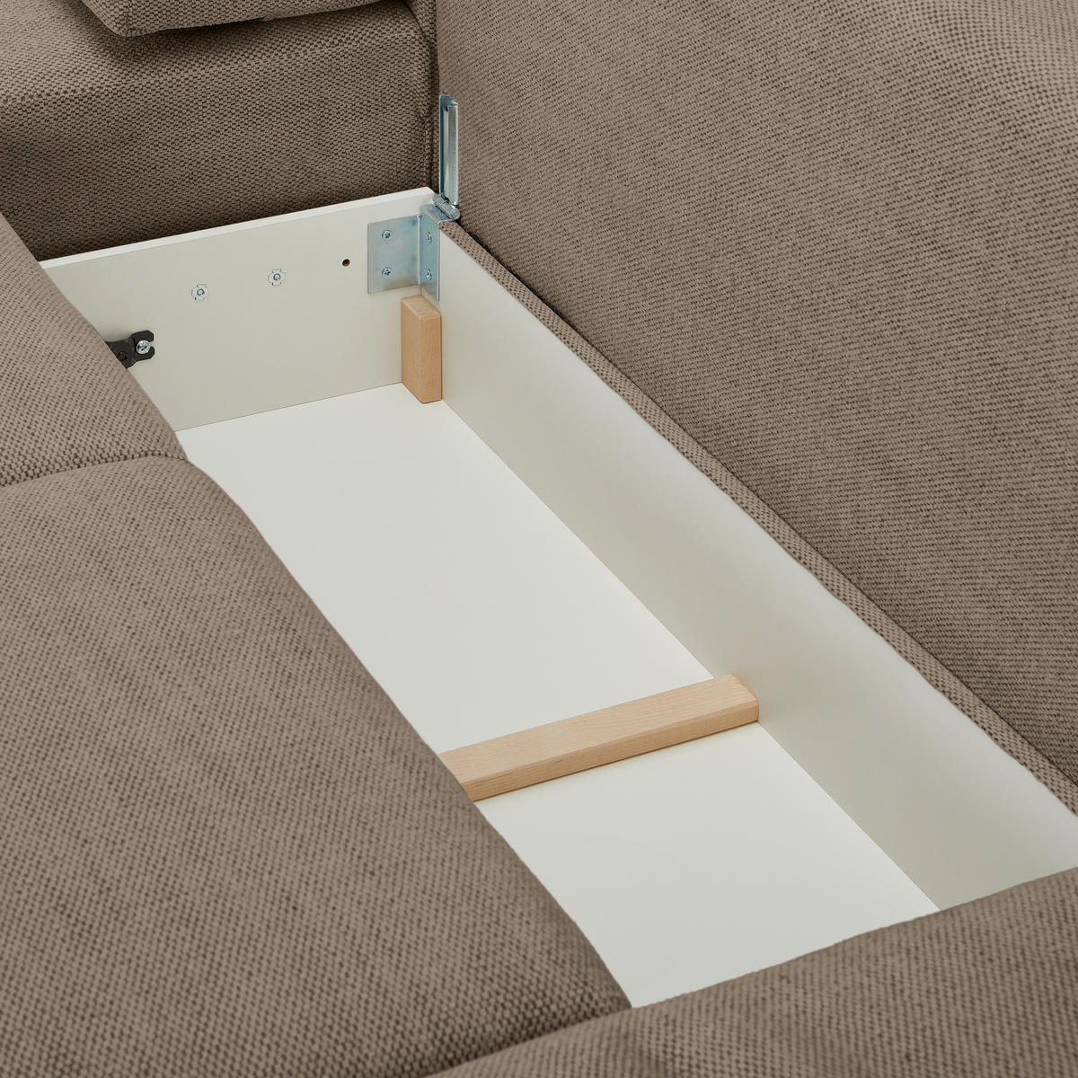 WOHNLANDSCHAFT in Flachgewebe Braun  - Buchefarben/Schwarz, Konventionell, Holz/Kunststoff (283/371/208cm) - Livetastic