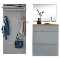 GARDEROBE 4-teilig  in 180/195/40 cm  - Alufarben/Grau, Design, Glas/Holz (180/195/40cm)