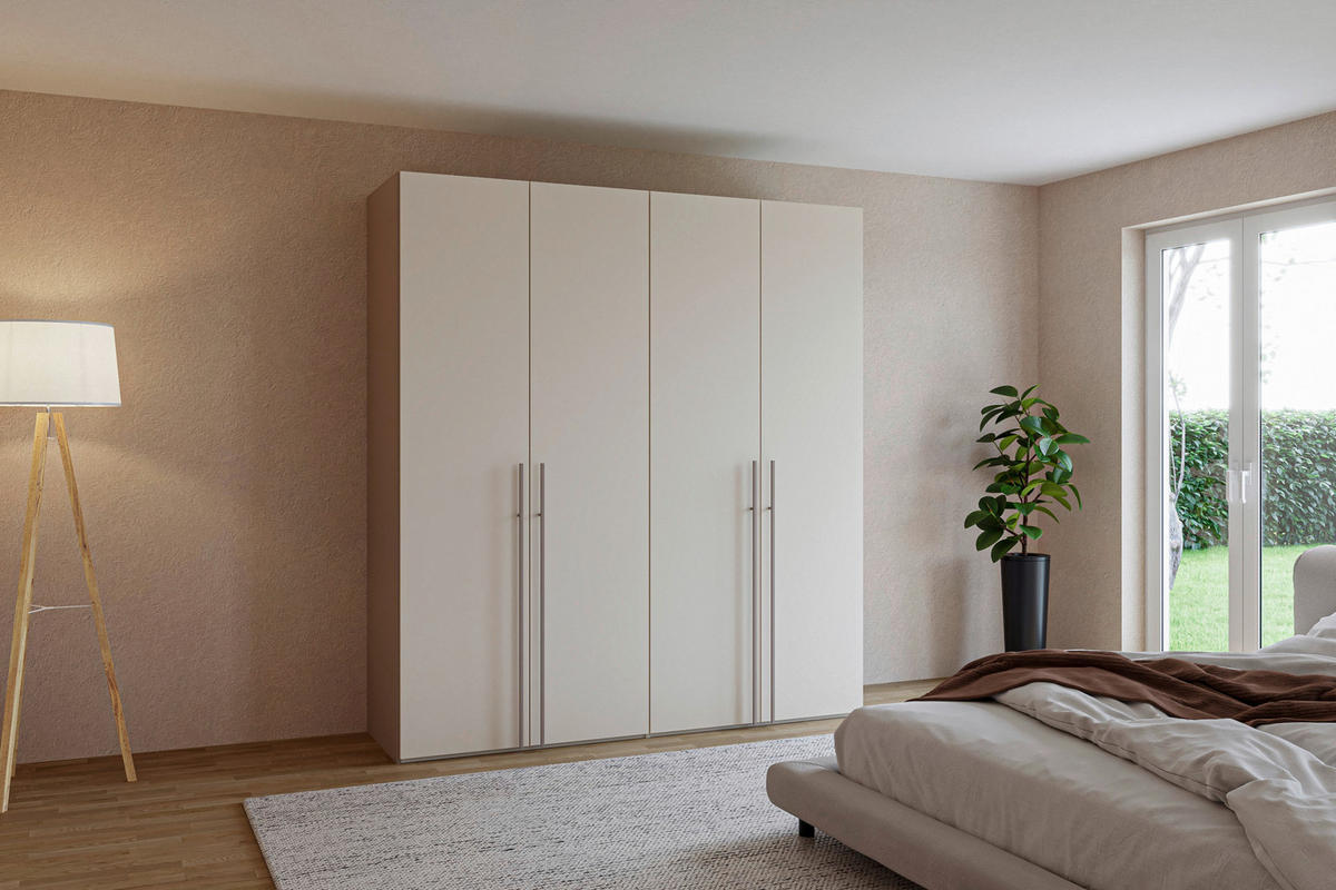 DREHTÜRENSCHRANK 203/220/59 cm,  in Kaschmir, Hellbraun, 4-türig  - Hellbraun/Kaschmir, Design, Holzwerkstoff/Metall (203/220/59cm) - Jutzler