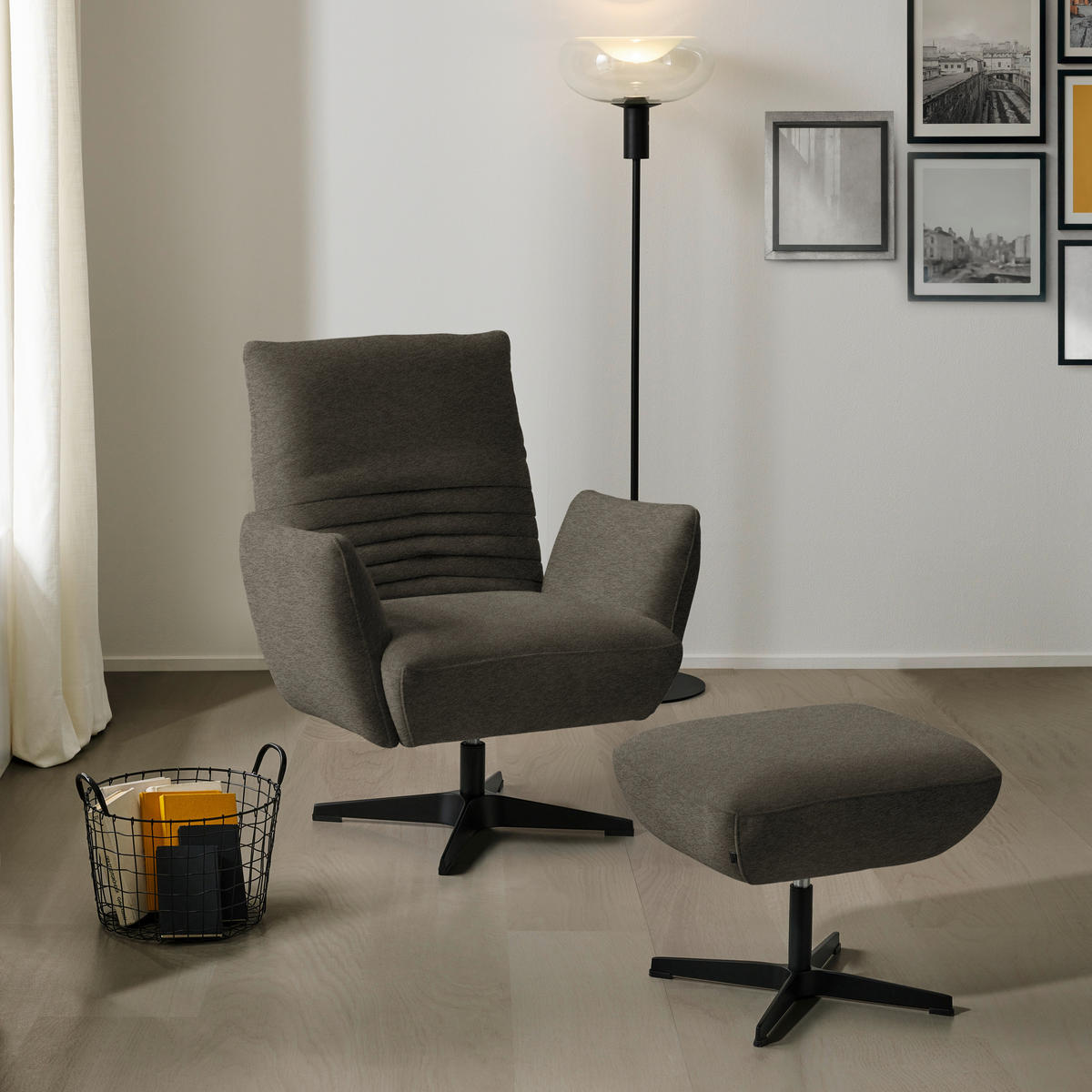 SESSEL in Teddystoff Dunkelbraun  - Dunkelbraun/Schwarz, Design, Textil/Metall (60/94/86cm) - Dieter Knoll