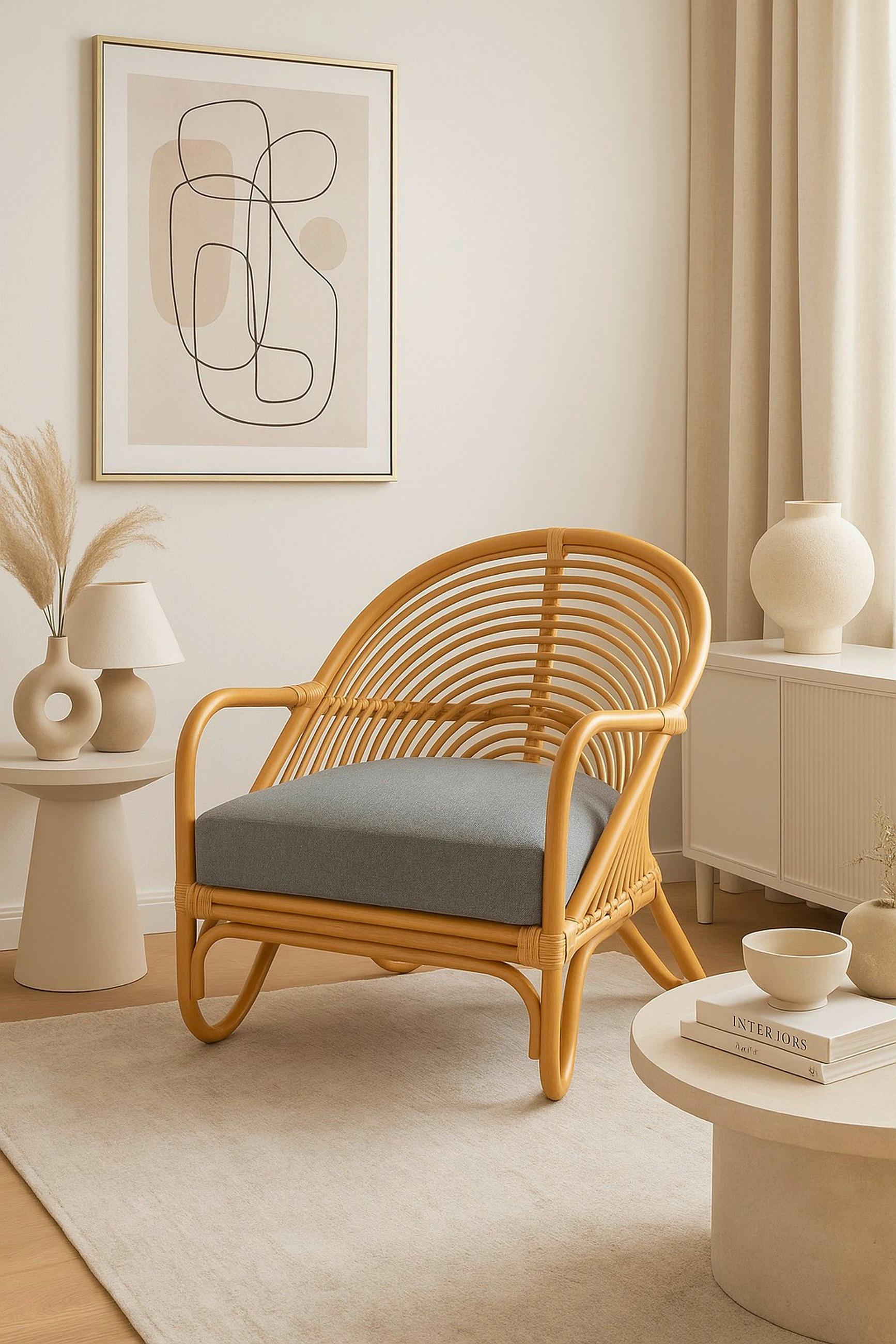 RELAXSESSEL Flachgewebe Sitzkissen    - Honig, Natur, Holz/Textil (72/70/80,5cm) - MID.YOU