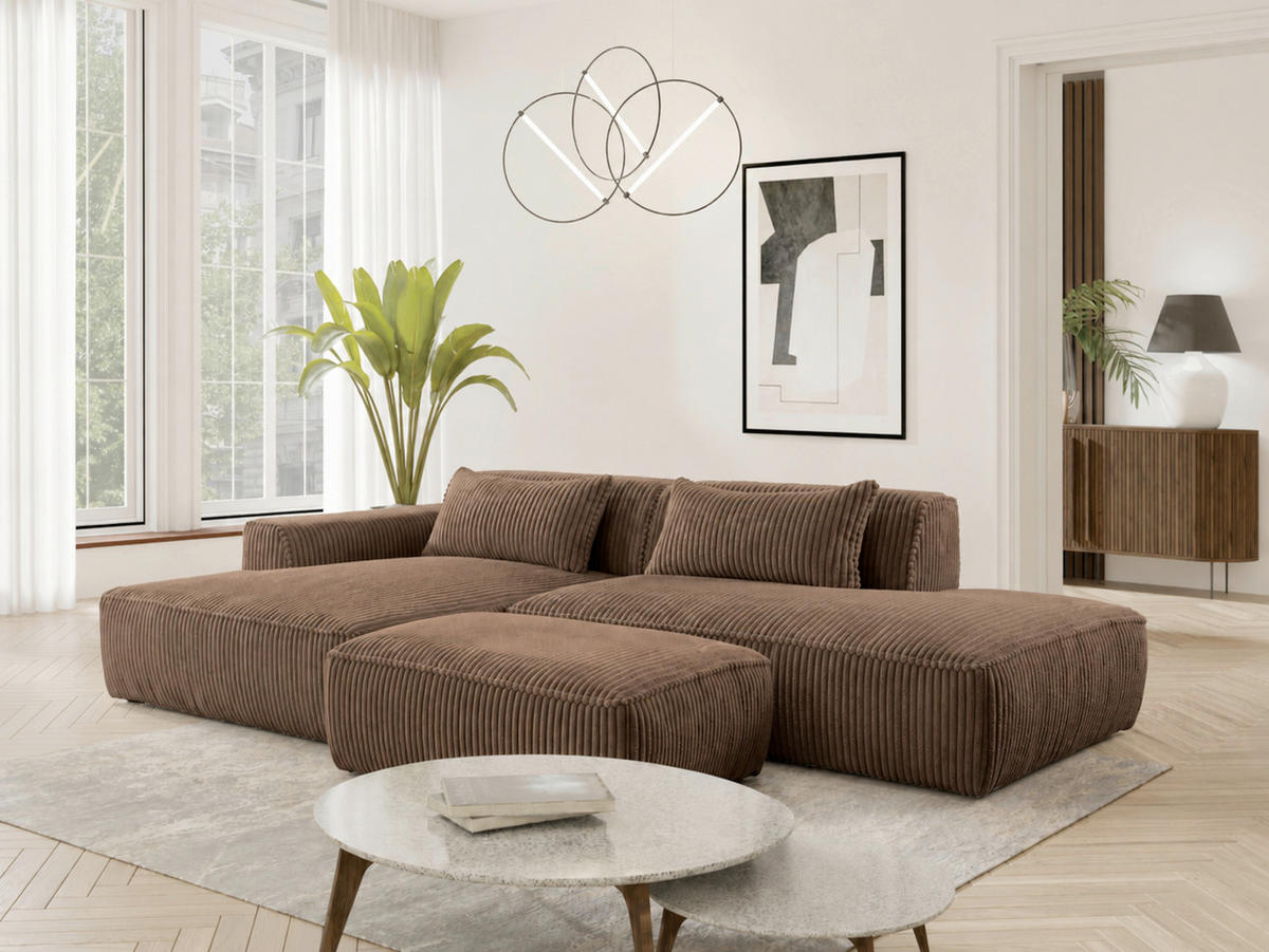 HOCKER in Textil, Holzwerkstoff Braun  - Schwarz/Braun, KONVENTIONELL, Holzwerkstoff/Kunststoff (105/43/65cm) - Livetastic