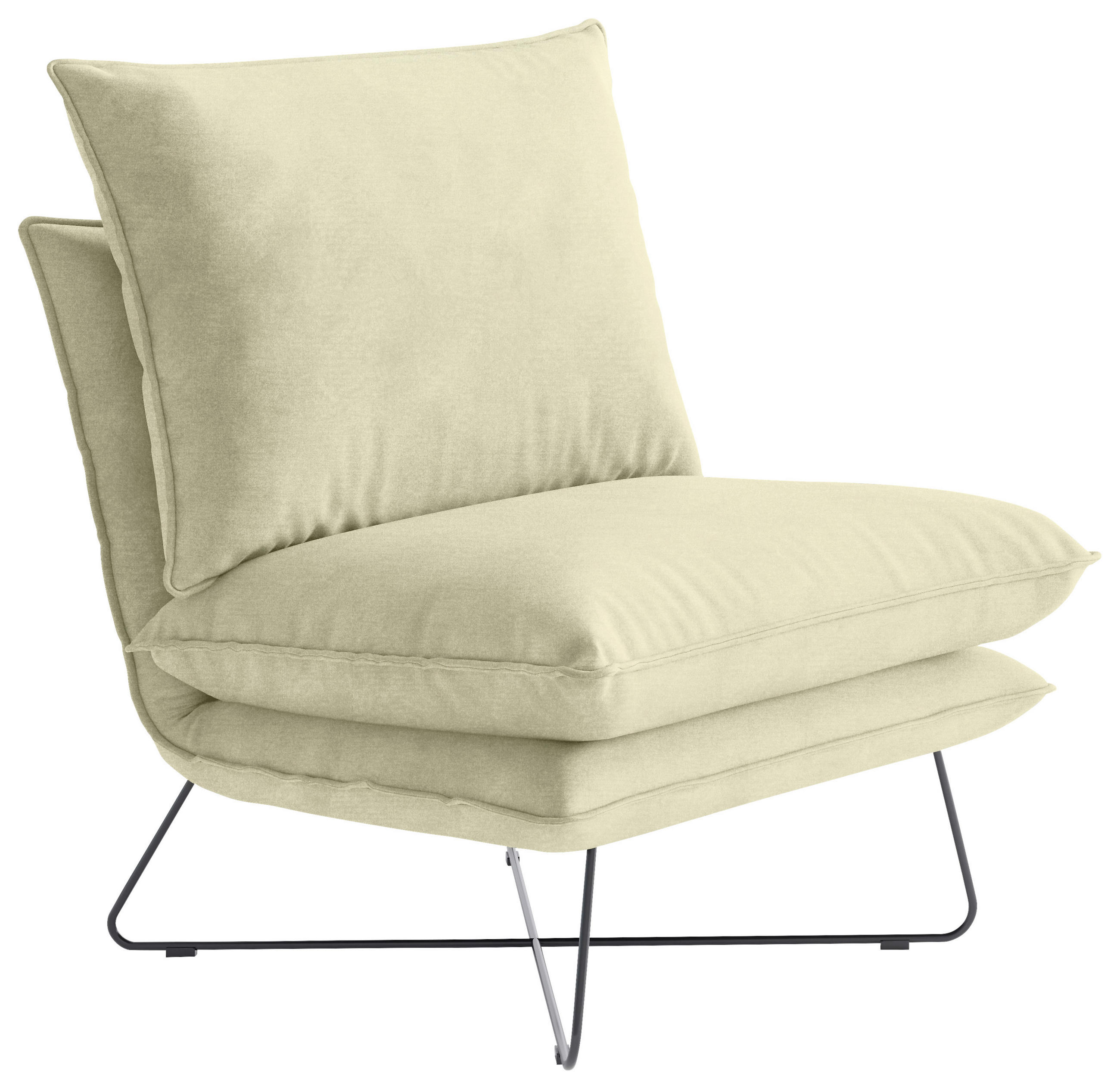 FÅTÖLJ i textil beige  - beige/svart, Design, metall/textil (72/84/90cm) - Livetastic