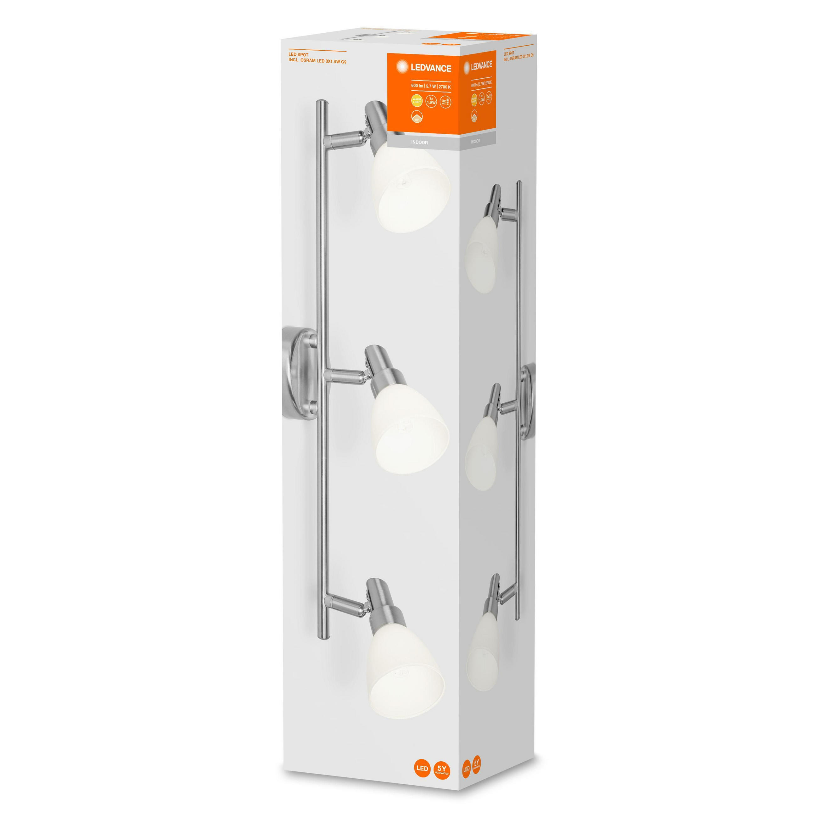 DECKENSTRAHLER 48,6/9/16,5 cm   - Silberfarben, Basics, Metall (48,6/9/16,5cm) - Ledvance