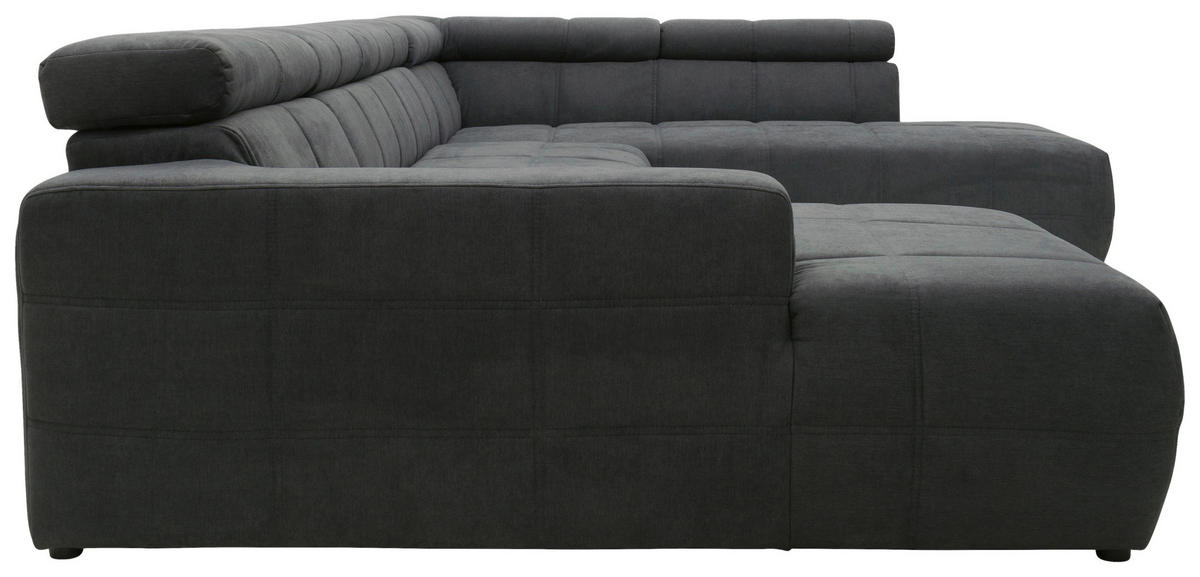 WOHNLANDSCHAFT in Mikrofaser Dunkelgrau  - Dunkelgrau/Schwarz, Design, Kunststoff/Textil (175/359/228cm) - MID.YOU