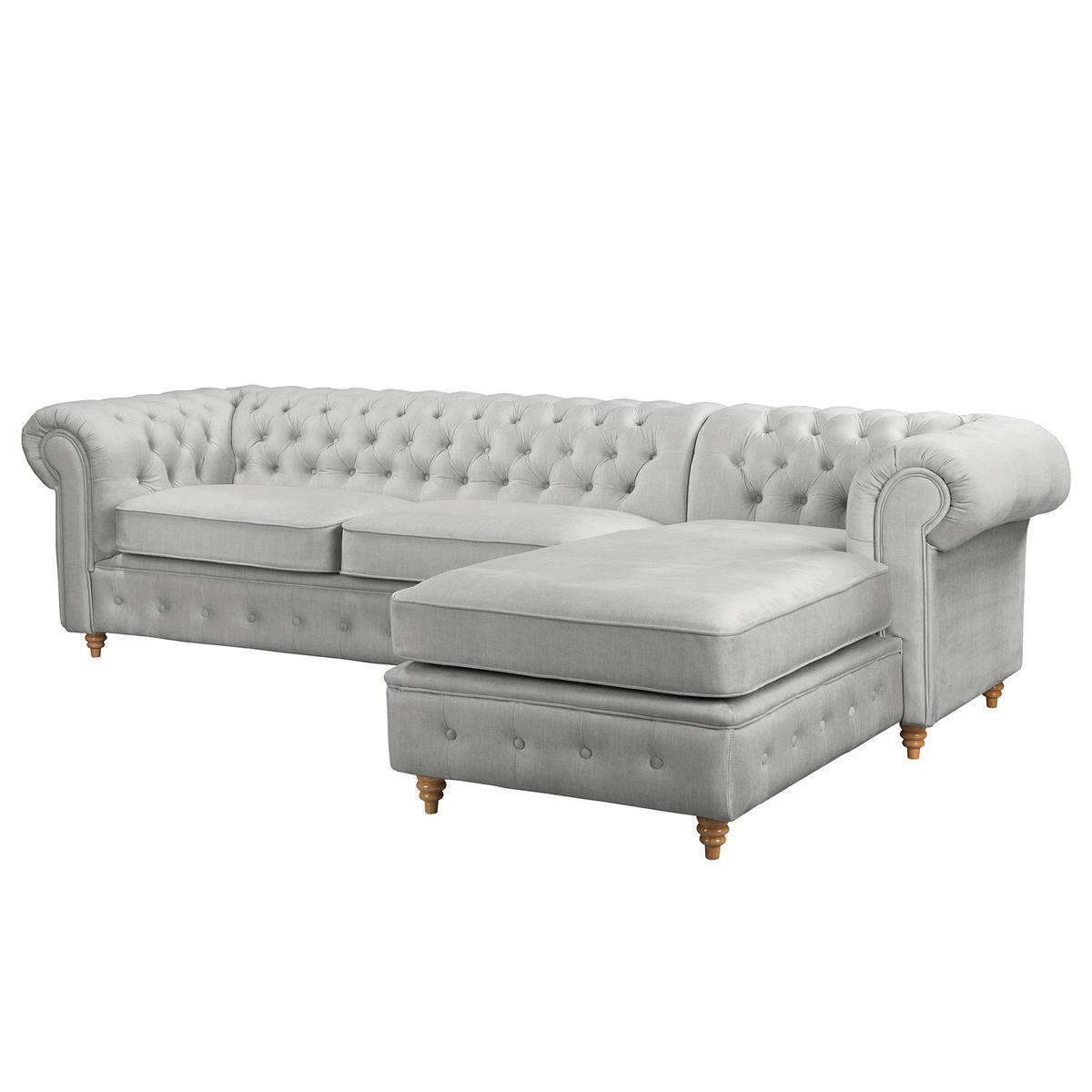 ECKSOFA Mikrofaser Hellgrau  - Creme/Hellgrau, Design, Holz/Textil (284/182cm) - P & B