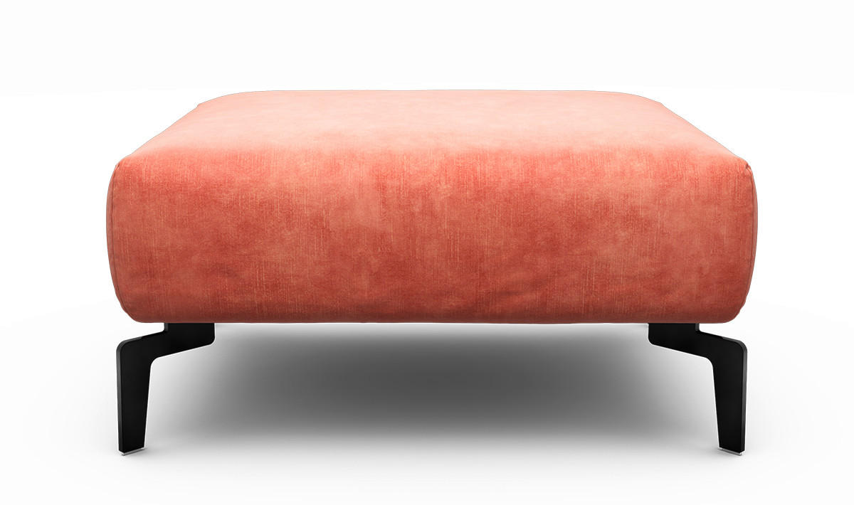 HOCKER Samt Rosa  - Schwarz/Rosa, Design, Textil/Metall (90/70/46cm) - SENSOO