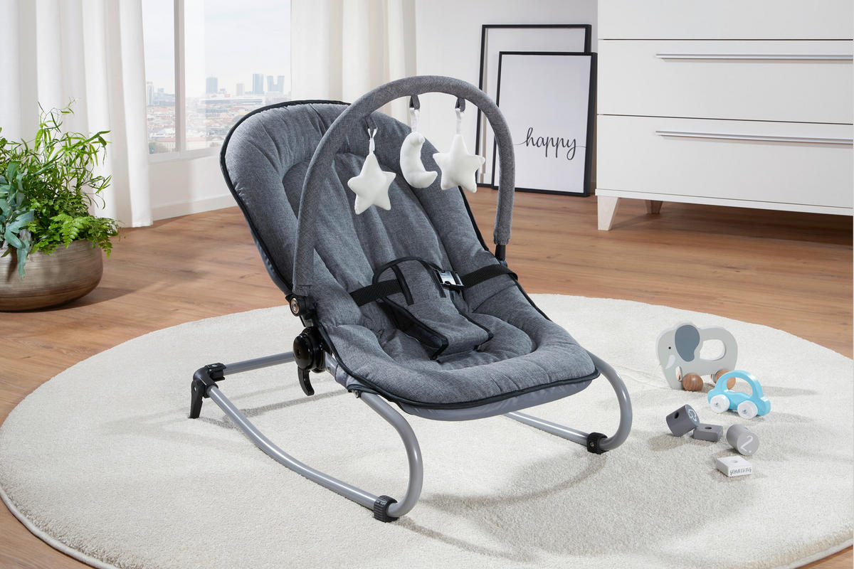 DETSKÉ HOJDACIE KRESIELKO - čierna/sivá, Basics, kov/textil (72,5/39/20,5cm) - My Baby Lou